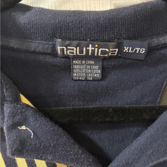 Vintage Nautica Blue and Yellow Polo Shirt with Vertical Stripes - Picture 3 of 4